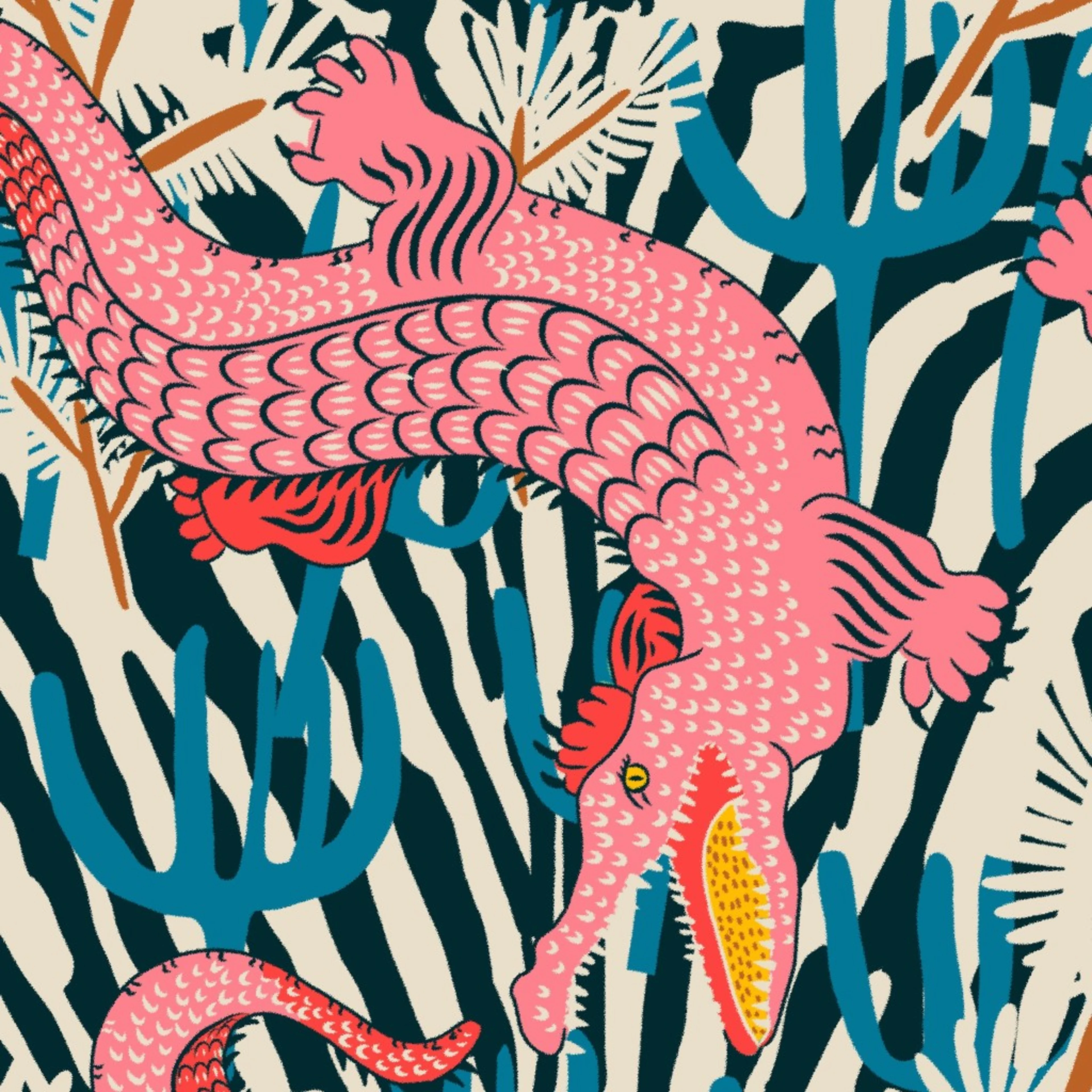 Pink alligator design