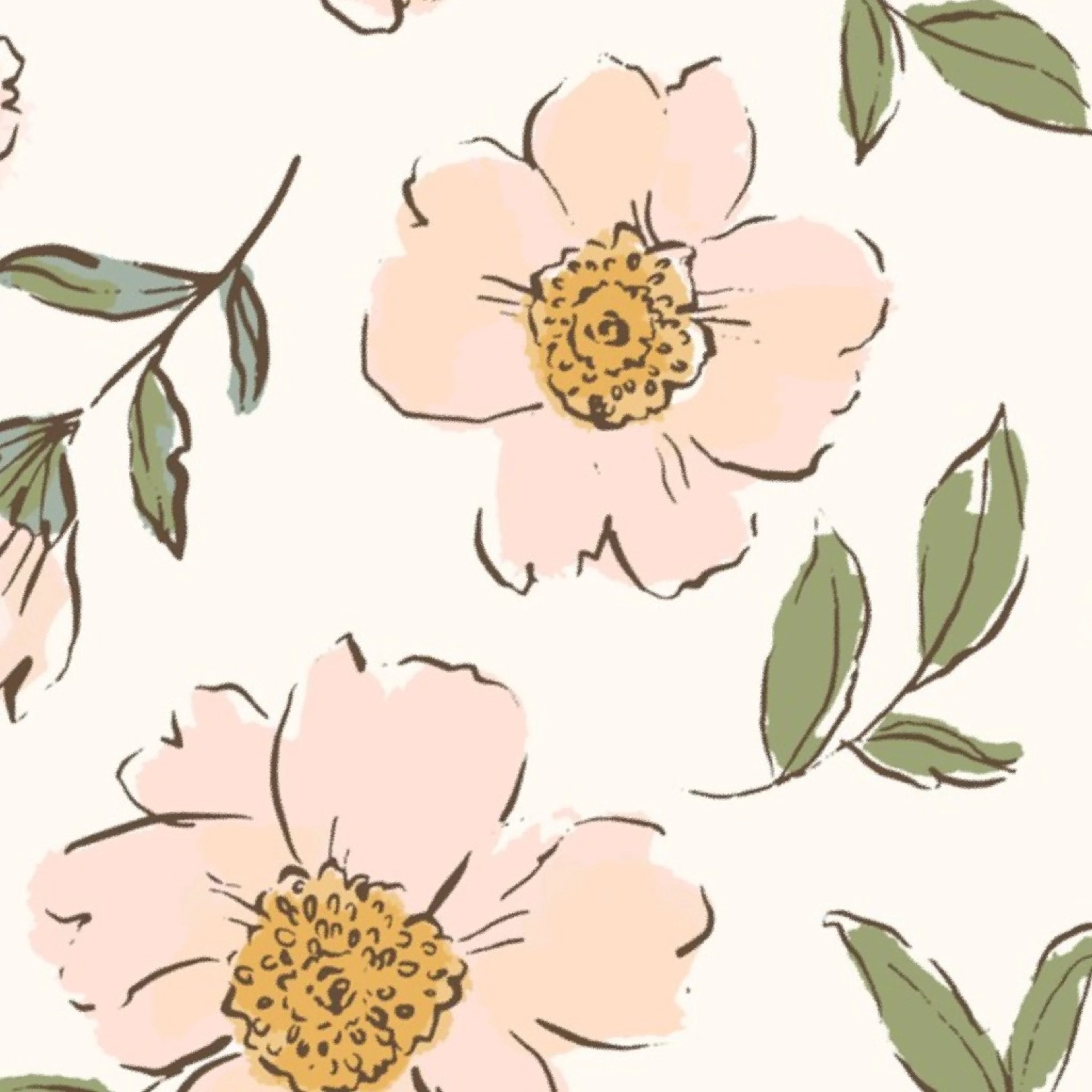 Sweet Peonies in cream Jumbo by indybloomdesign