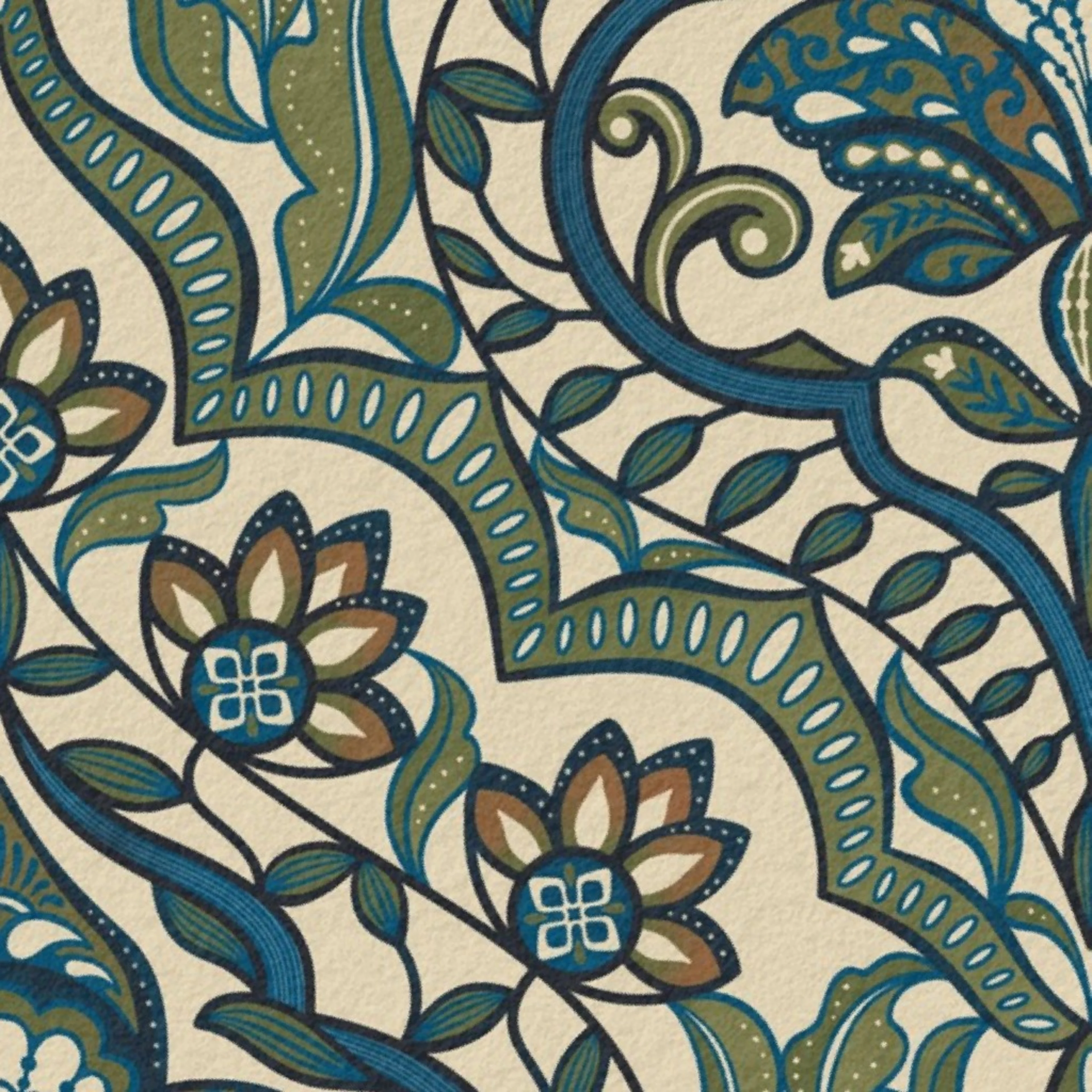 Calais Damask French Country Watercolor Millefleurs Wallpaper by ronya_lake