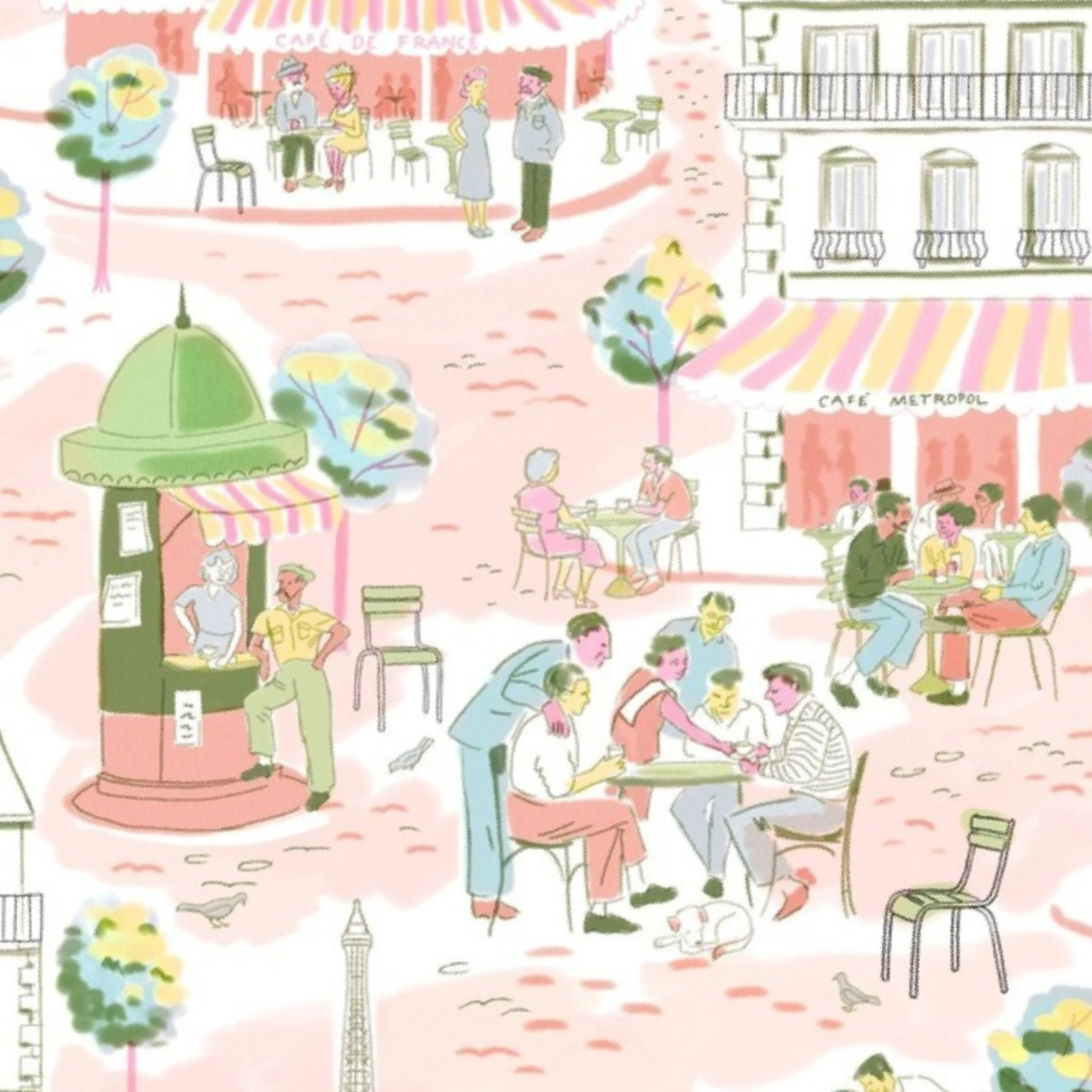 Pastel French Cafe Wallpaper by vinpauld