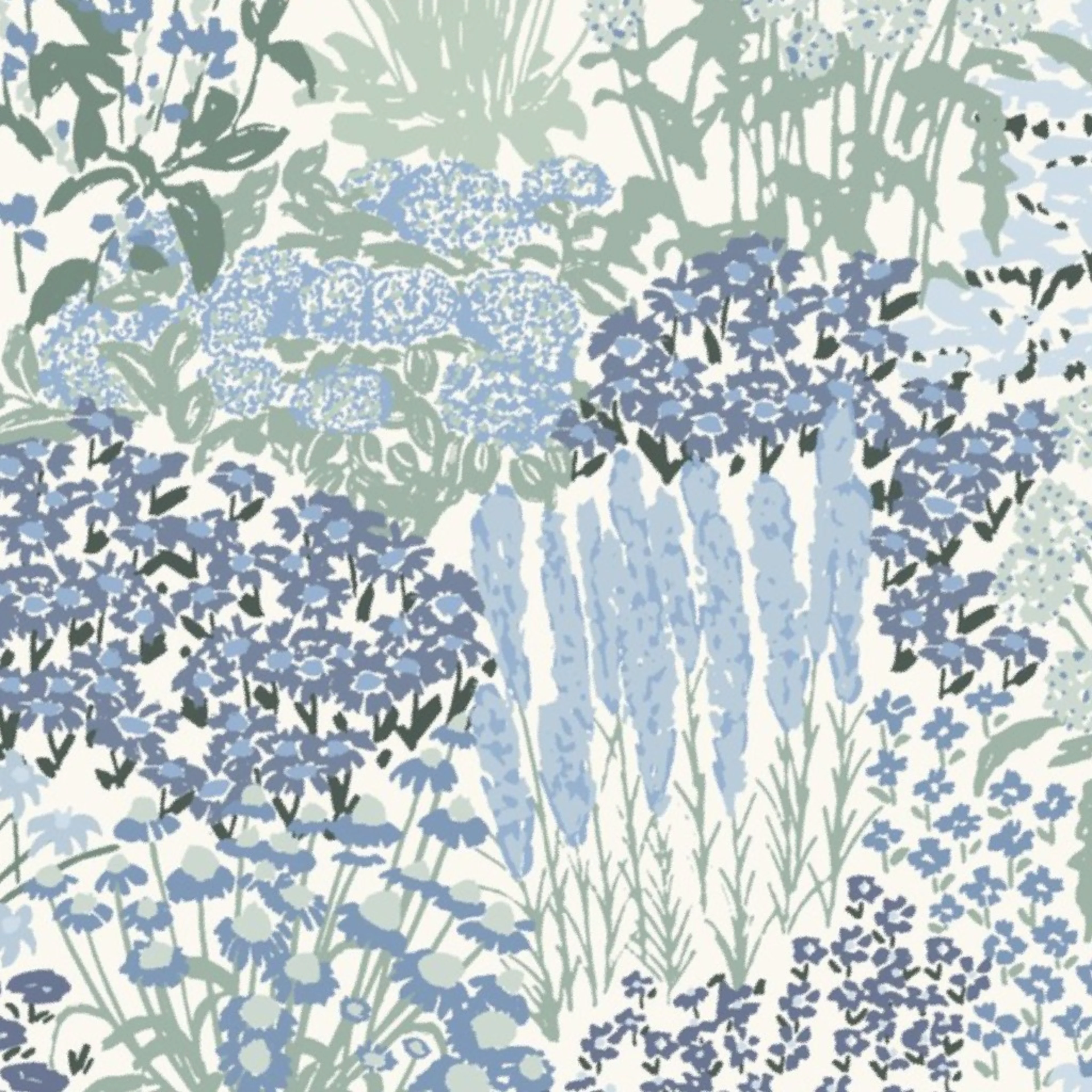 Garden Bloom Floral Jumbo Large Blue Hufton Studio Wallpaper by hufton_studio